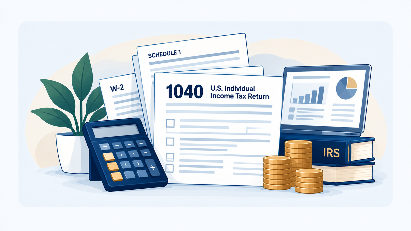 U.S. income tax return Form 1040 and calculator