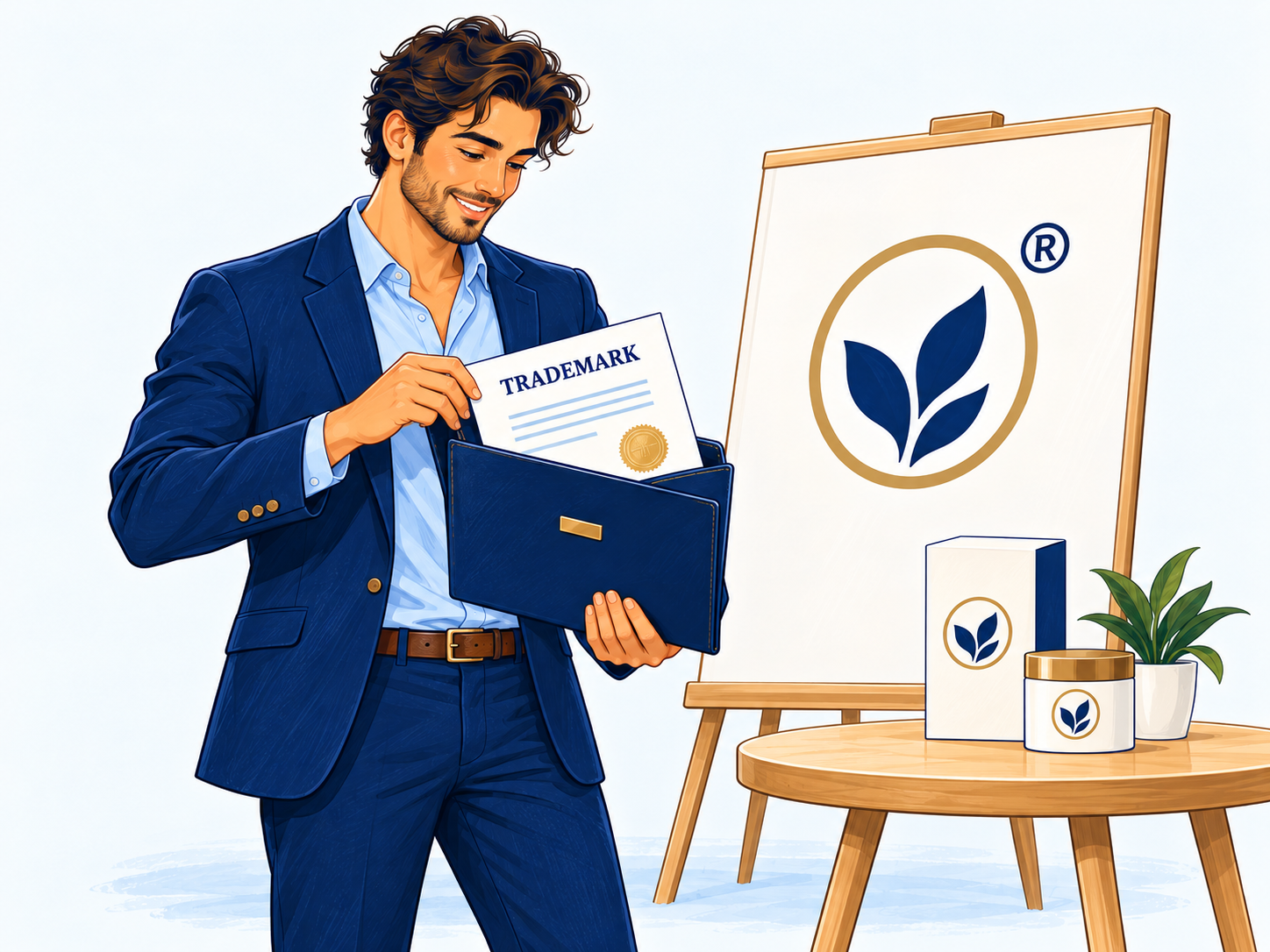 Entrepreneur protecting his brand with trademark registration