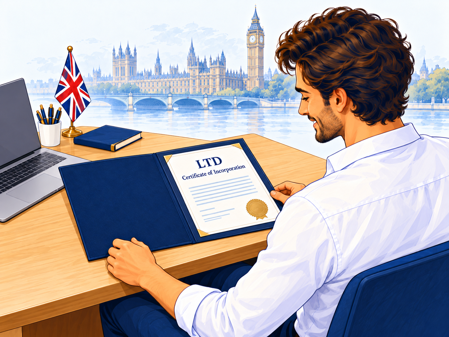 Founder reviewing his U.K. company incorporation certificate