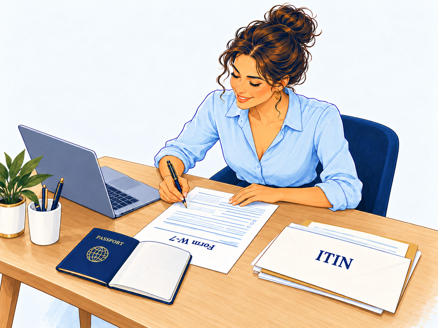 Founder completing Form W-7 for an ITIN application