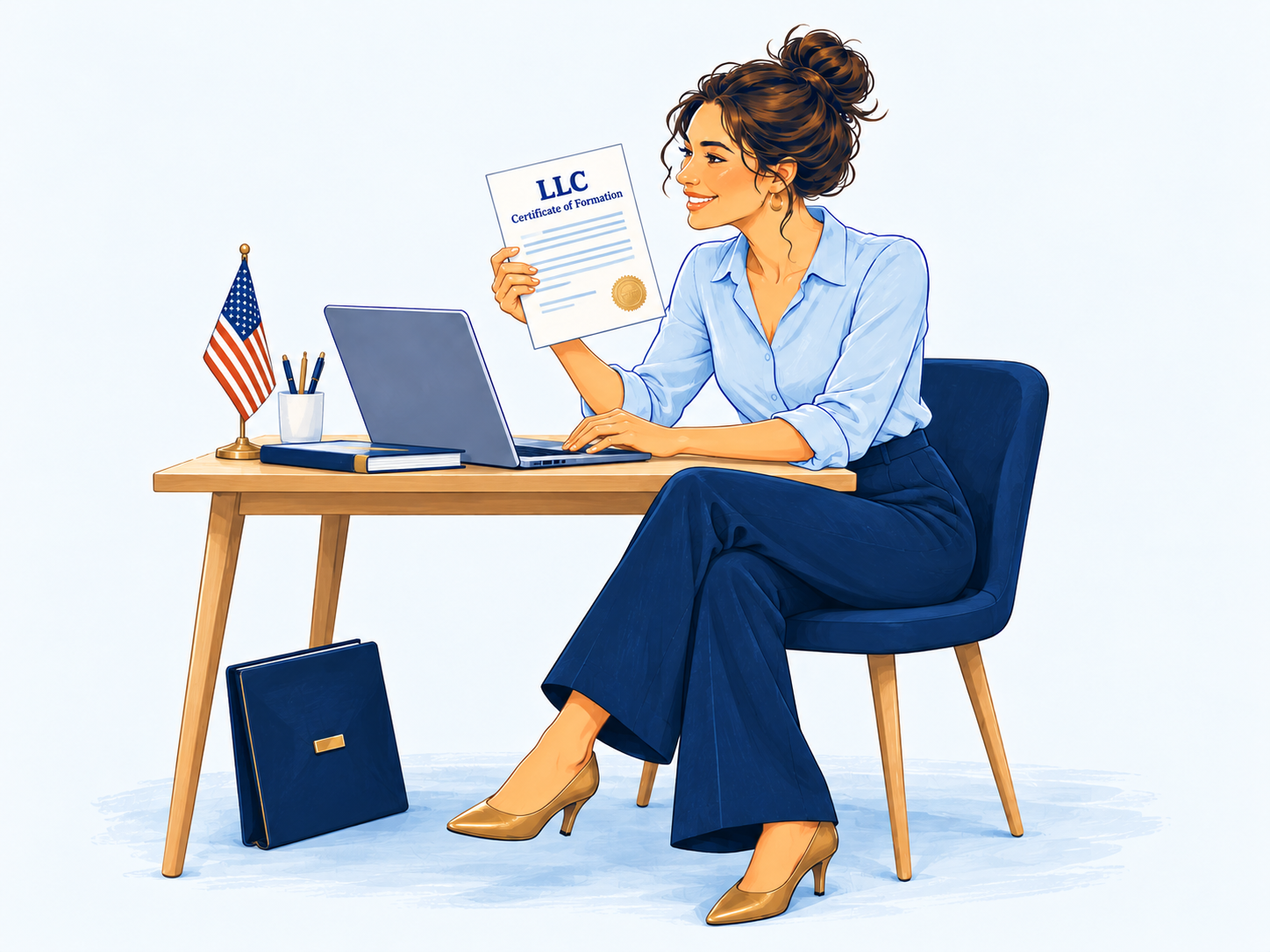 Founder completing her U.S. LLC formation with a registration certificate